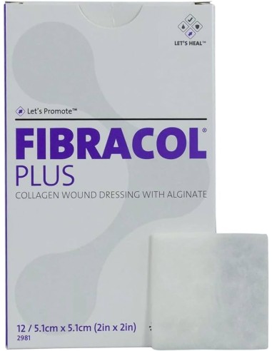 FIBRACOL PLUS - APOSITO DE COLAGENO CON ALGINATO 5,1 X 5,1 CM (CAJA X 12 UN)