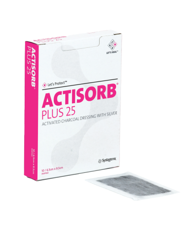 ACTISORB PLUS - APOSITO CARBON ACTIVADO CON PLATA 6,5 X 9,5 CM (CAJA X 10 UN)